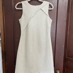 Size 4 petite Banana Republic sheath dress, cream and silver